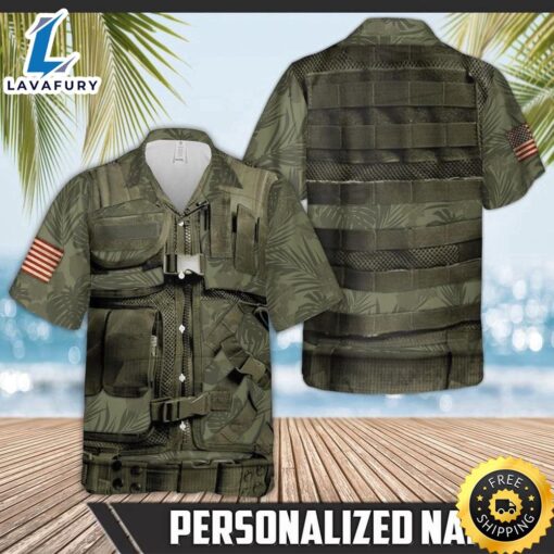 Personalized Custom Name Us Army Short Sleeve Hawaiian Shirt