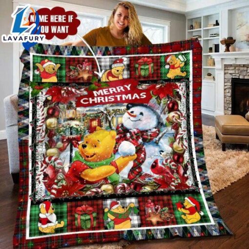 Personalized Disney Winnie The Pooh And Snowman Blanket