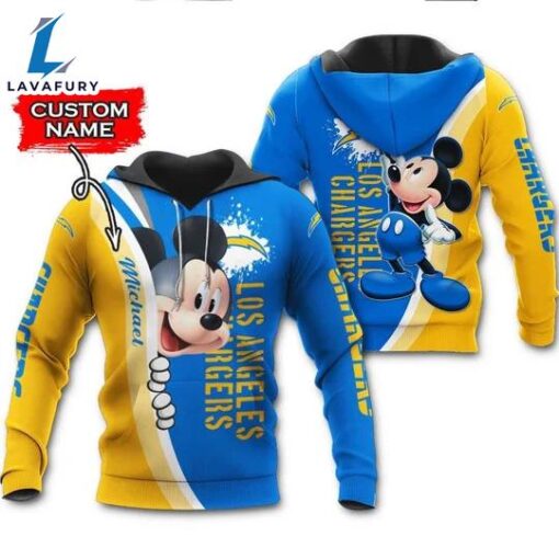 Personalized Los Angeles Chargers Mickey Mouse Custom Name Hoodie 3D