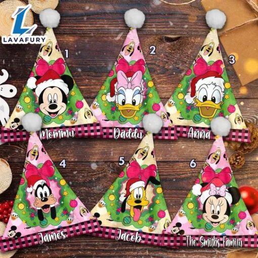 Personalized Mickey And Friends Head Christmas Santa Hat, Mickey Mouse Xmas Santa Hat