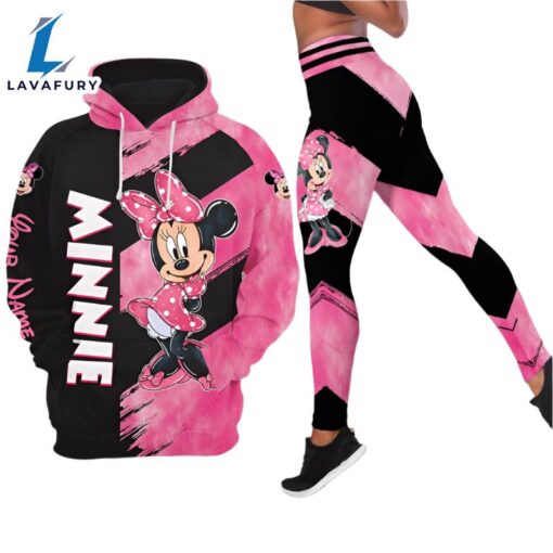 Personalized Name Minnie Pattern Hoodie And Leggings Set