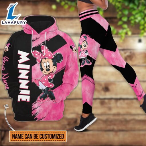 Personalized Name Minnie Pattern Hoodie And Leggings Set