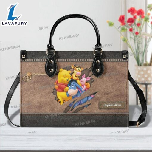 Personalized Pooh and Friends Leather Handbag