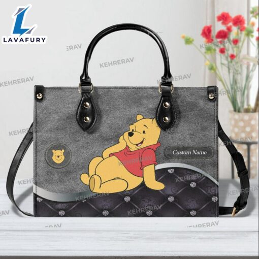 Personalized Winnie The Pooh Cute & Customizable Women  Leather Handbag