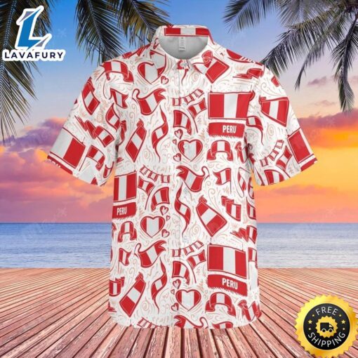 Peru Flag Pattern Hawaii Shirt