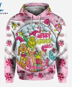 Pink Christmas - Personalized Grinch Stole Christmas Hoodie and Leggings