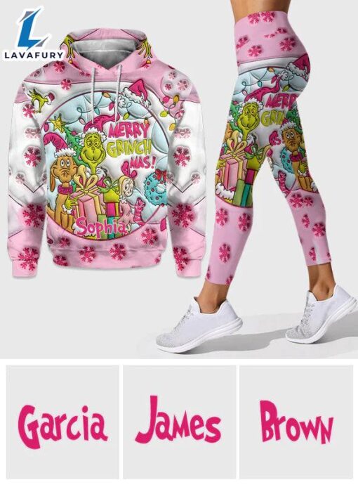 Pink Christmas – Personalized Grinch Stole Christmas Hoodie and Leggings