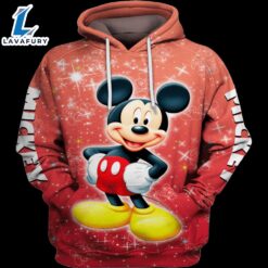 Red Mickey Mouse 3D Hoodie Zipper Hoodie