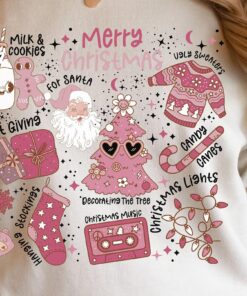 Retro Trendy Christmas Shirt, Pink…