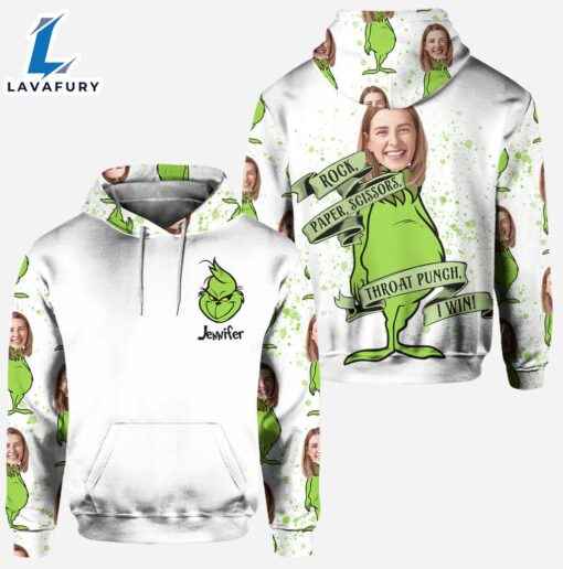 Rock Paper Scissors – Personalized Grinch Christmas Hoodie and Leggings