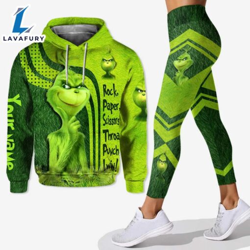 Rock Paper Scissors Throat Punch I Win – Personalized Grinch Hoodie and Leggings