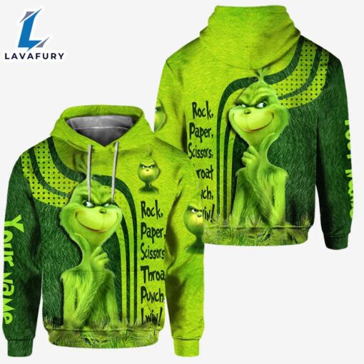 Rock Paper Scissors Throat Punch I Win – Personalized Grinch Hoodie and Leggings