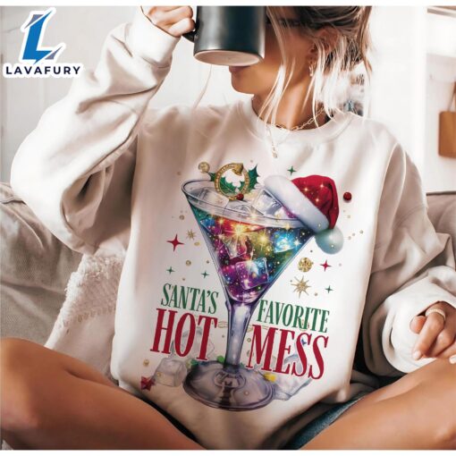 Santa’s Hot Mess, Glitter Christmas Martini, Christmas Drink Shirt