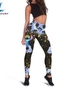 Stitch Custom Floral Character Hoodie And Leggings Set