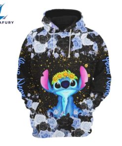 Stitch Custom Floral Character Hoodie And Leggings Set