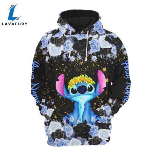 Stitch Custom Floral Character Hoodie And Leggings Set