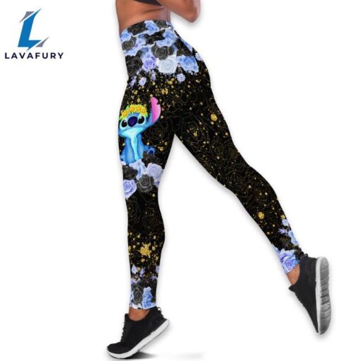 Stitch Custom Floral Character Hoodie And Leggings Set