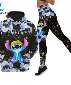 Stitch Custom Floral Character Hoodie And Leggings Set