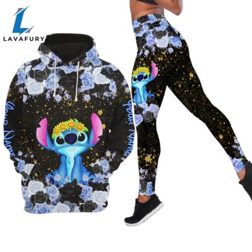 Stitch Custom Floral Character Hoodie And Leggings Set