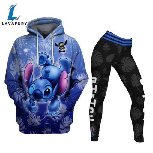 Stitch Ohana Castle Glitter Hoodie And Leggings Combo