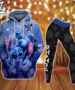 Stitch Ohana Castle Glitter Hoodie And Leggings Combo