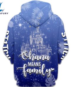 Stitch Ohana Castle Glitter Hoodie And Leggings Combo