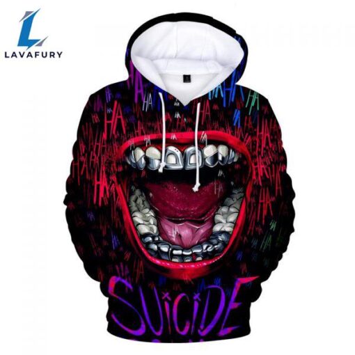 Suicide Squad Hoodies – Joker Series Blood Red Mouth Joker Icon Unisex 3D Hoodie