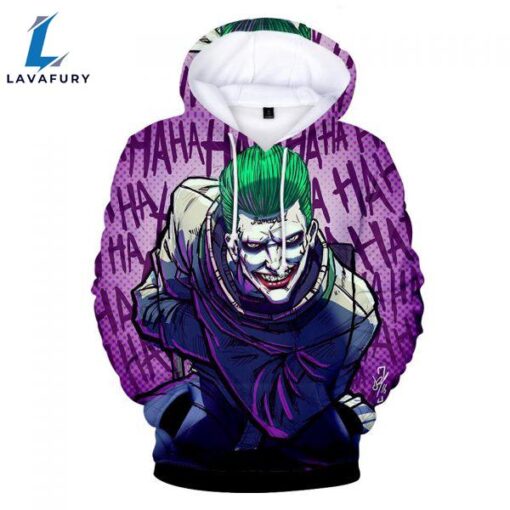 Suicide Squad Hoodies – Joker Series Haha Evil Joker Purple Unisex 3D Hoodie