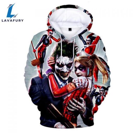 Suicide Squad Hoodies – Joker Series Joker And Harley Quinn Icon Unisex 3D Hoodie