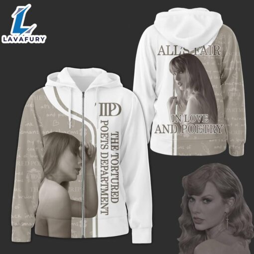 Taylor Swift Alls Fair In Love And Poetry Zip 3D Hoodie Shirt