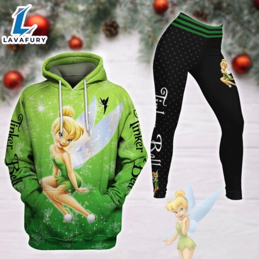 Tinker Bell Castle Glitter Pattern Hoodie And Leggings Set