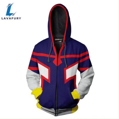 Unisex All Might Hoodies My Hero Academia Zip Up 3D Print Jacket Sweatshirt