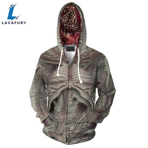 Unisex Demogorgon Hoodies Stranger Things Zip Up 3D Print Jacket Sweatshirt