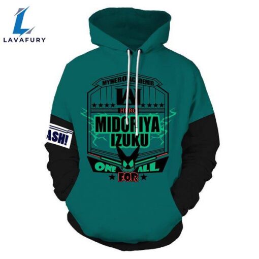 Unisex Izuku Midoriya Printed Hoodies My Hero Academia Pullover 3D Print Jacket Sweatshirt