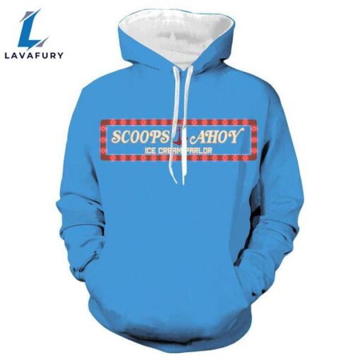 Unisex Scoops Ahoy Logo Hoodies Stranger Things Pullover 3D Print Jacket Sweatshirt