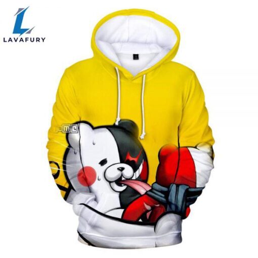 Unisex Yellow 3D Print Monokuma Pullovers Hoodies