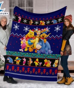 Winnie The Pooh With Friends Blue Black Blanket