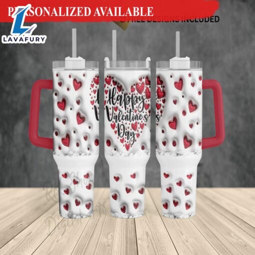 3D Inflated Happy Valentine’s Day 40oz Tumbler – 40oz Tumbler with Handle