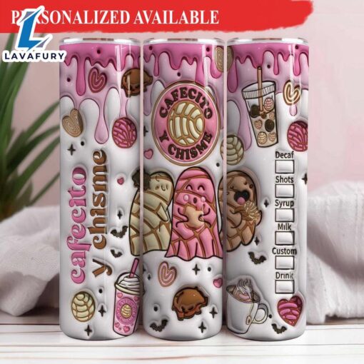 3D Pan Dulce Coffee Valentine Tumbler Valentine’s Day Skinny Tumbler