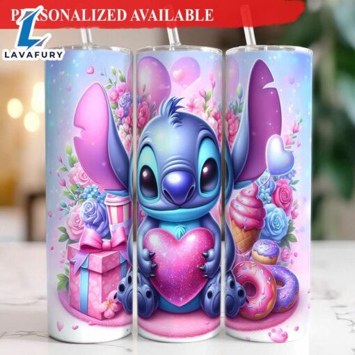 3D Stitch Cartoon Valentine 20oz Tumbler