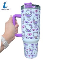 40 oz Kitty and Friends Mug Purple Travel Tumbler