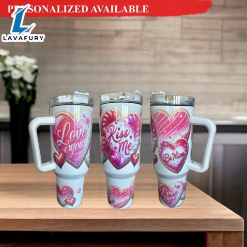 40 oz or 25 oz Tumbler with handle Valentine Cookie Theme – 40oz Tumbler with Handle