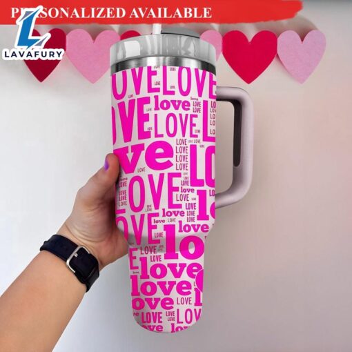 40oz I Love You Tumbler Stainless Steel Tumbler Love Themed Cup Valentine’s Day Gift – 40oz Tumbler with Handle