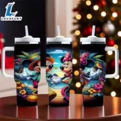 40oz Mickey And Minnie Insulated Tumbler With Lid And Straw