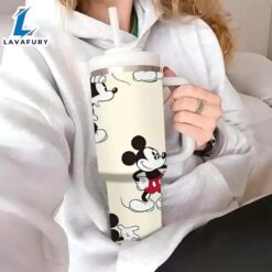 40oz Mickey Mouse Insulated Tumbler With Handle And Straw