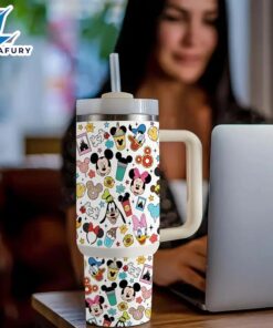 40oz Mickey Mouse Insulated Tumbler With Straw And Handle