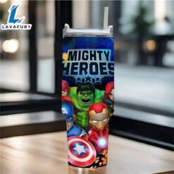 40oz Mighty Heroes Tumbler With Lid And Straw