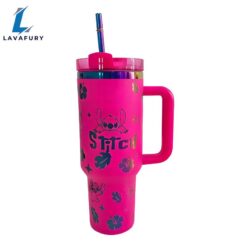 40oz Stitch Inspired Tumbler With Handle And Straw