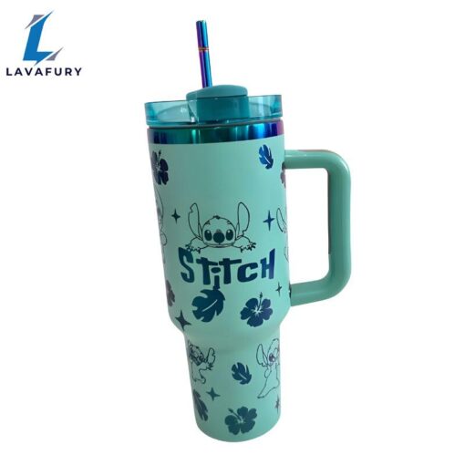 40oz Stitch Inspired Tumbler With Handle And Straw