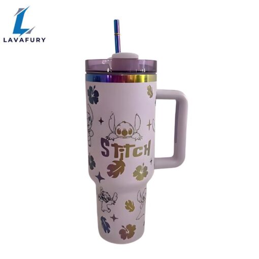 40oz Stitch Inspired Tumbler With Handle And Straw